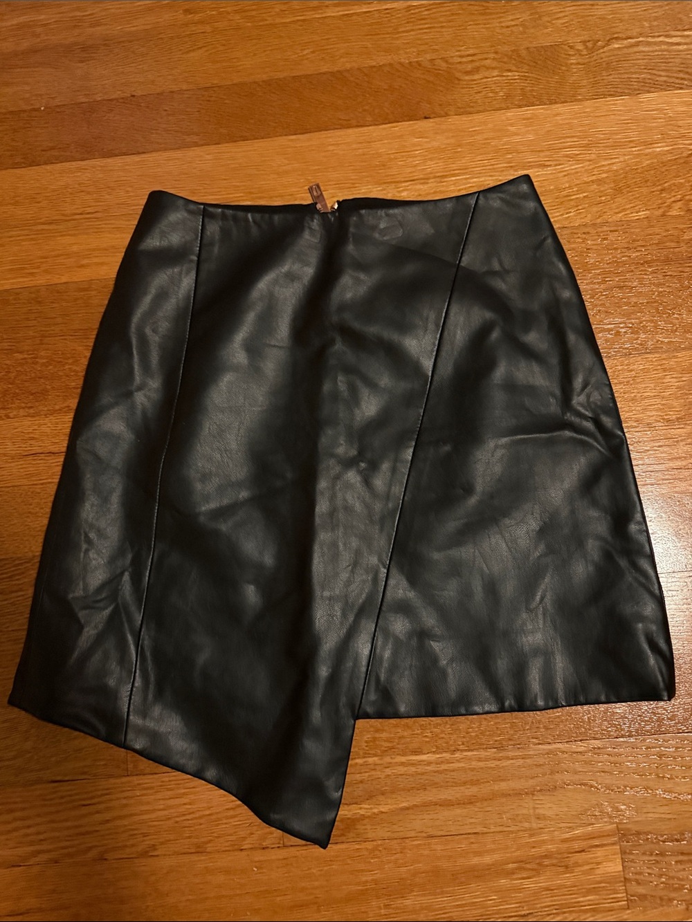 Ted Baker London Black Faux Leather Asymmetrical Skirt